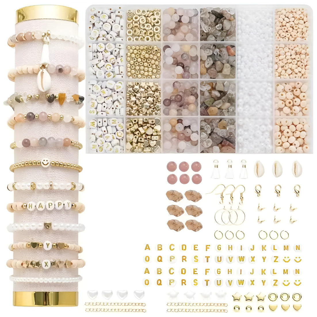 Natural Stone Beads Jewelry Making Kit Irregular Gemstone Supplies for DIY Bracelets Necklaces Earrings Adults