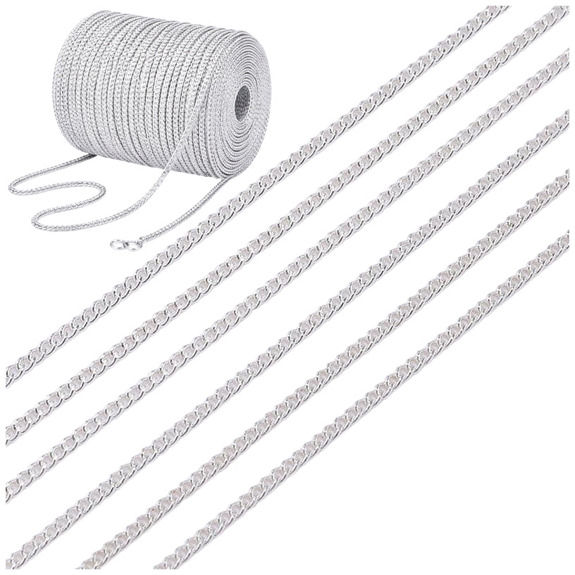 16.4 Feet Permanent Cable Chain Necklace with Small Soldered Links for Permanent Jewelry and DIY Jewelry Making