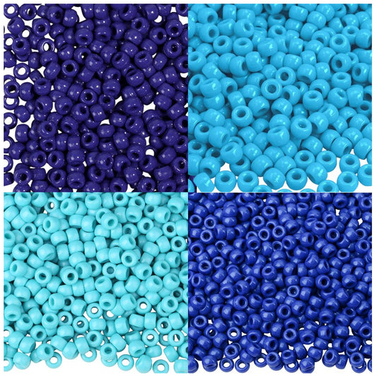 Pony Beads 6 x 9 mm Plastic Craft Beads for DIY Jewelry Hair and Decorations, Pack of 1200
