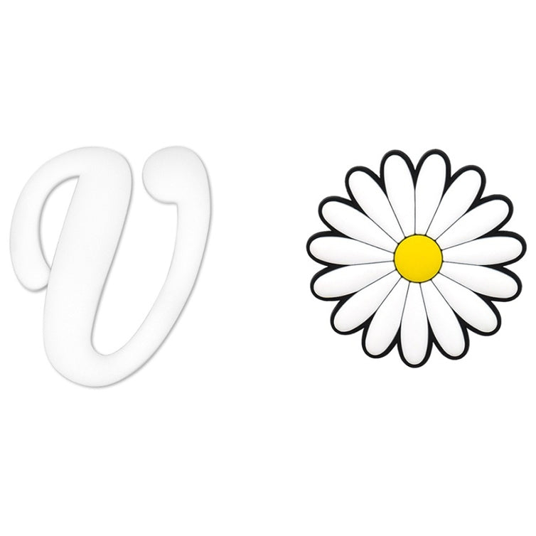 2pcs Letter and Flower Charms for Hand Bag, Decorative Alphabet Accessories Compatible with Rubber Tote