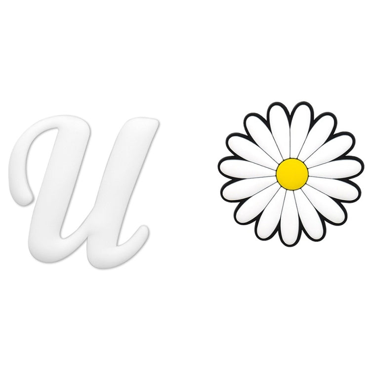 2pcs Letter and Flower Charms for Hand Bag, Decorative Alphabet Accessories Compatible with Rubber Tote