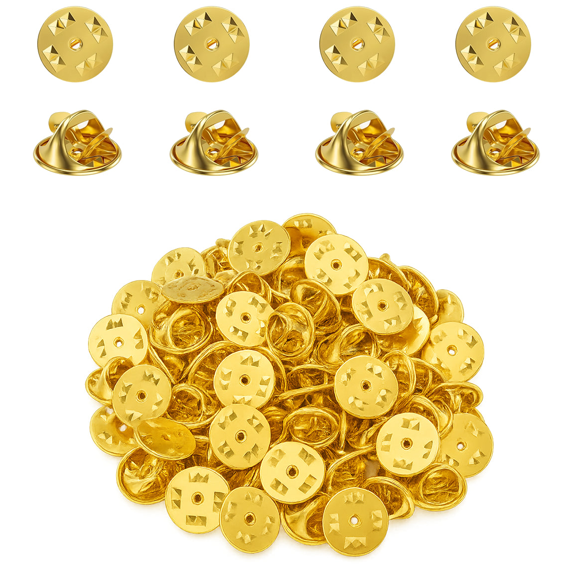 50 Pieces Nickel-Plated Copper Locking Pin Backs for Lapel Pins, Badges, and Brooches