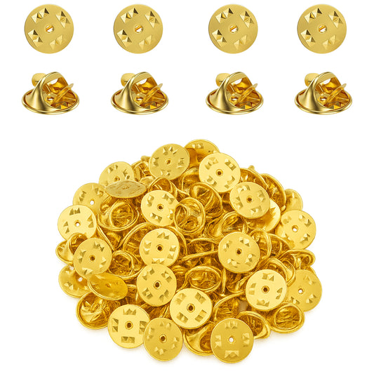 50 Pieces Nickel-Plated Copper Locking Pin Backs for Lapel Pins, Badges, and Brooches