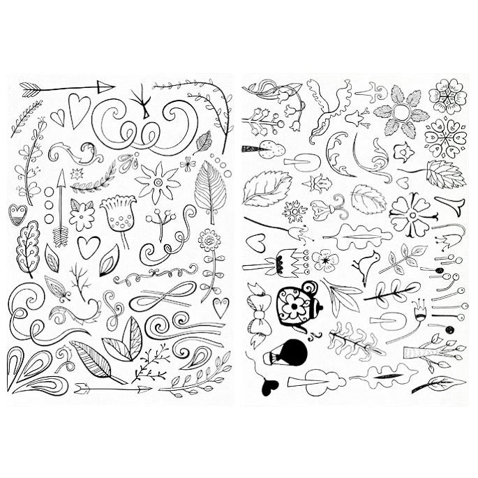 Water Soluble Embroidery Stabilizer Stick and Stitch Transfer Paper with Pre Printed Patterns for Hand Sewing Beginners, Pack of 2
