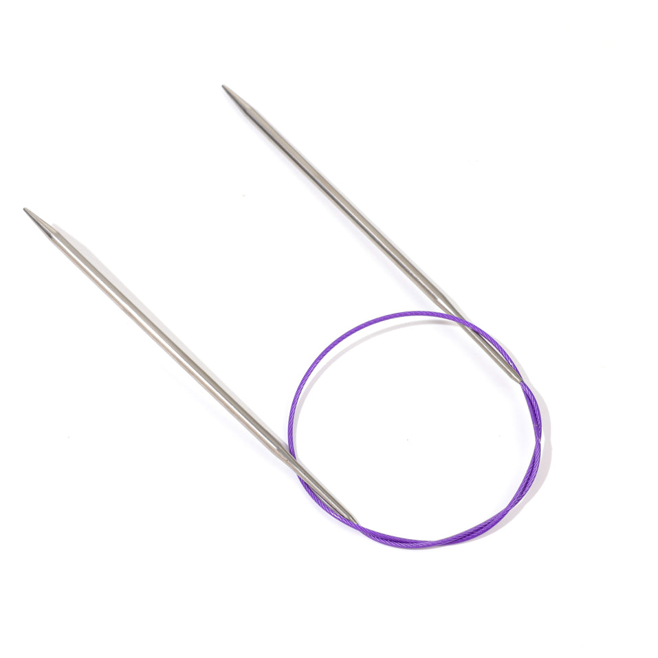 24 Inch Stainless Steel Circular Knitting Needle Size US 6 (4mm) with Flexible Red Cable