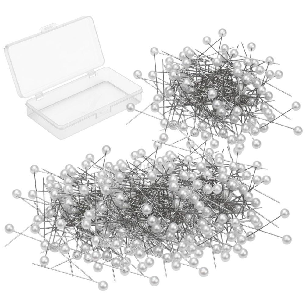 Round Pearl Head Push Pins 1.5 Inch with Transparent Box for Sewing Crafts Knitting and Map Pins
