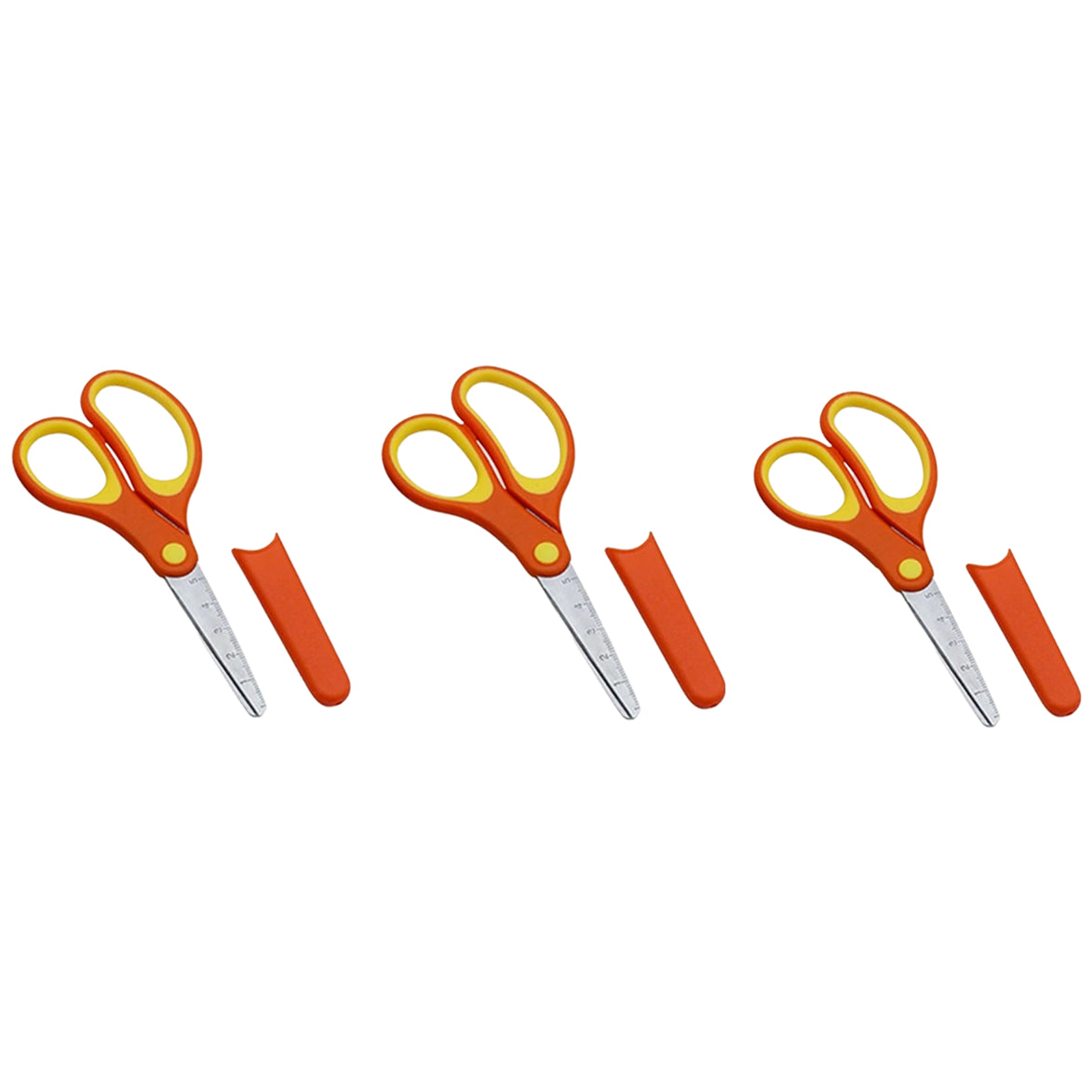 5-Inch Safety Stainless Steel Kids Scissors with Soft Grip Handle for School and Craft Use, Pack of 3