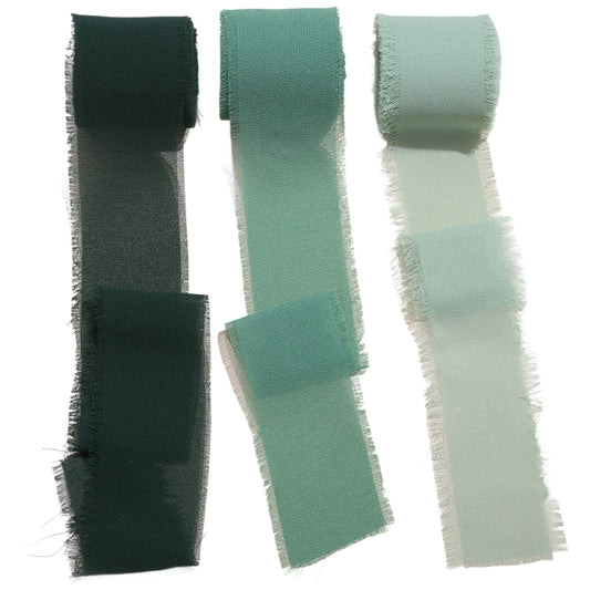 Handmade Chiffon Ribbon 4cm Wide 5m Each for Wedding and Gift Wrapping, Pack of 3