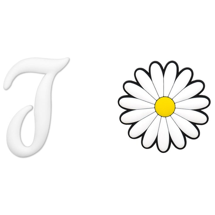 2pcs Letter and Flower Charms for Hand Bag, Decorative Alphabet Accessories Compatible with Rubber Tote
