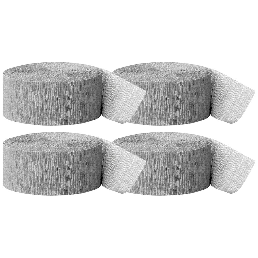 Crepe Paper Streamer Rolls for Birthday Parties, Baby Showers, Weddings, and Event Decorations, Pack of 4