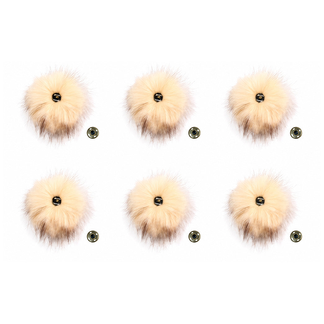 Detachable Faux Fox Fur Pom Poms for Hats with Snaps, 4.3 Inch DIY Accessories, Pack of 6