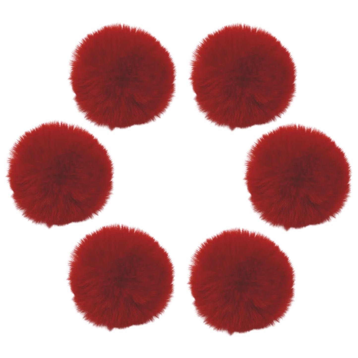 7.5cm Faux Rabbit Fur Ball for DIY Crafts, Keychains, and Decorations, 6-Pack