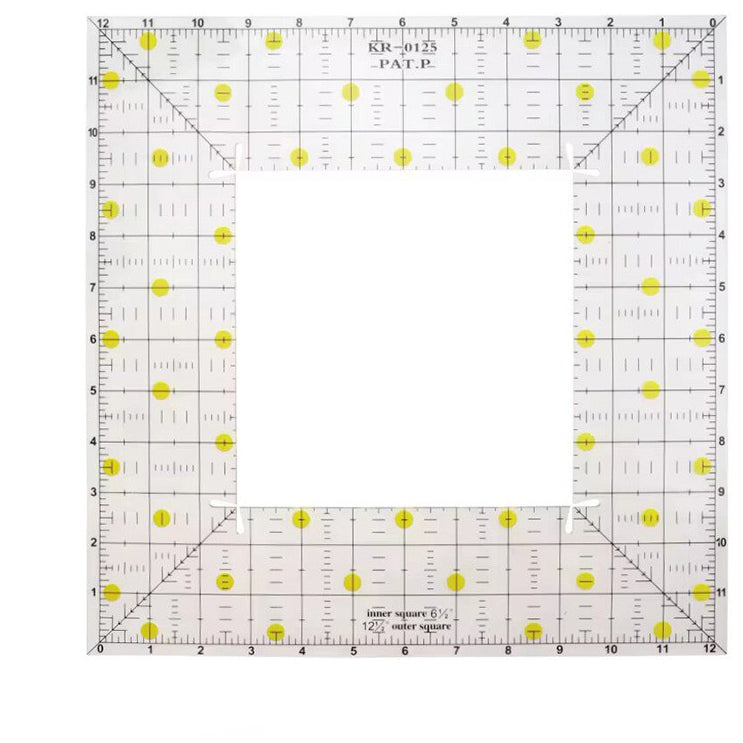 Non-Slip Acrylic Square Quilting Ruler with Numbering and Angle Guides for Sewing and Craft Projects