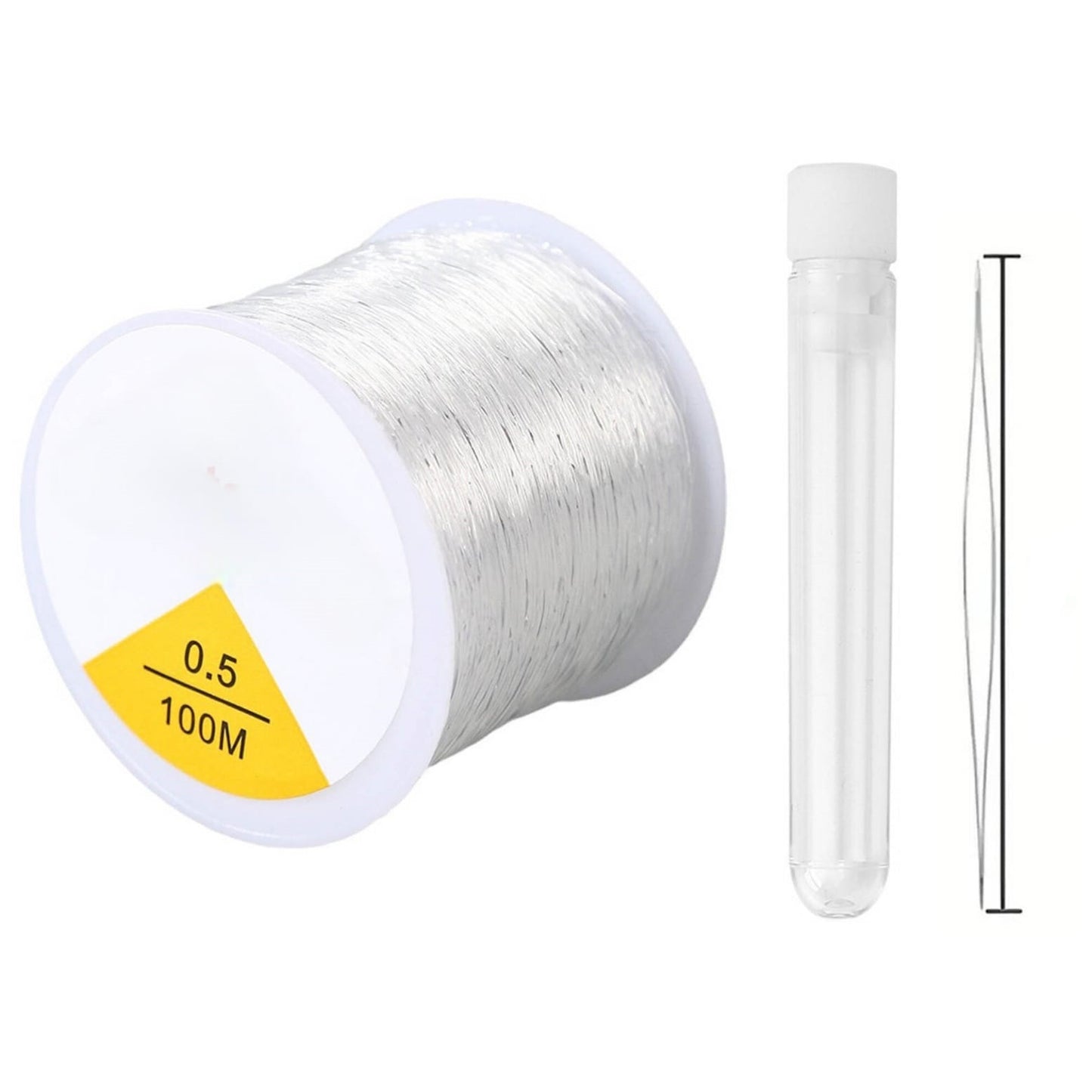 0.5mm Clear Elastic Stretch Cord 100M with Beading Needles for Bracelets and Jewelry Making