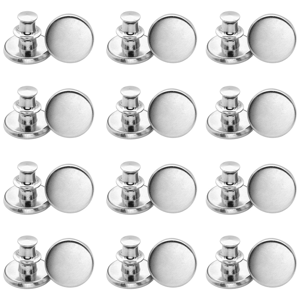 17mm No-Sew Jean Buttons for Pants Replacement and Waist Tightening, Pack of 12 Sets