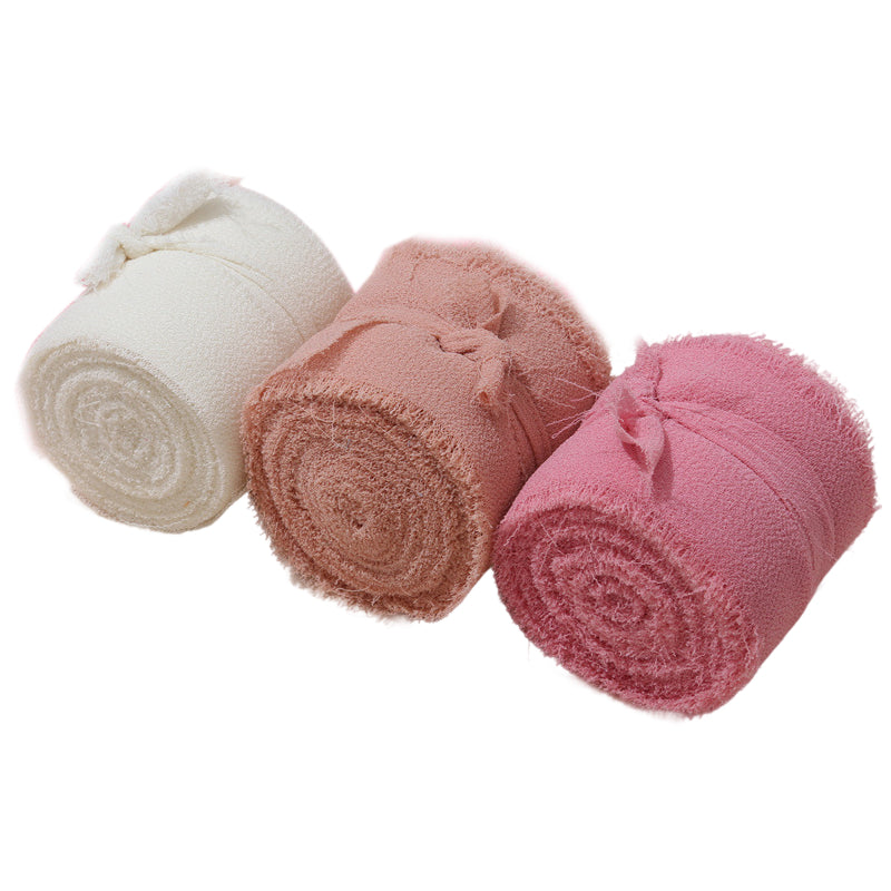 Handmade Chiffon Ribbon 4cm Wide 5m Each for Wedding and Gift Wrapping, Pack of 3