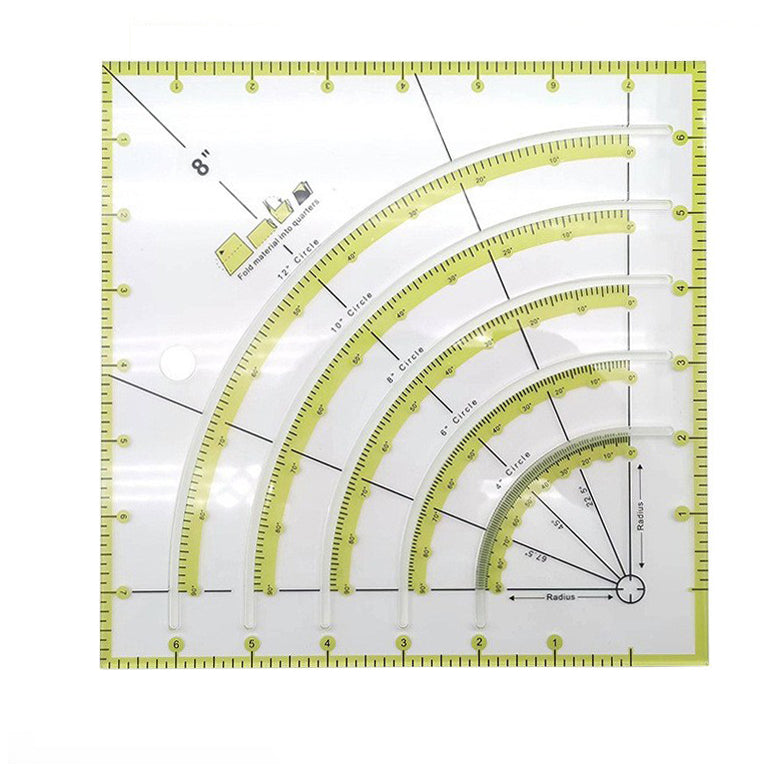 Non-Slip Acrylic Square Quilting Ruler with Numbering and Angle Guides for Sewing and Craft Projects