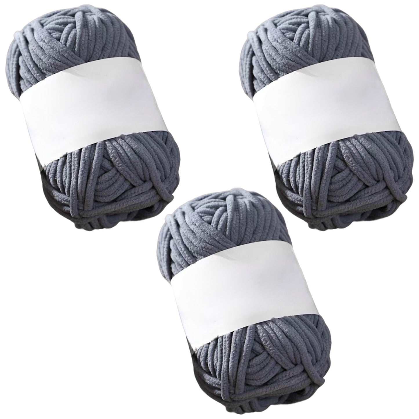 Soft Chenille Velvet Yarn for Crocheting Knitting Weaving Blankets and DIY Craft Projects 50 Grams/1.76oz 93 yards, Pack of 3