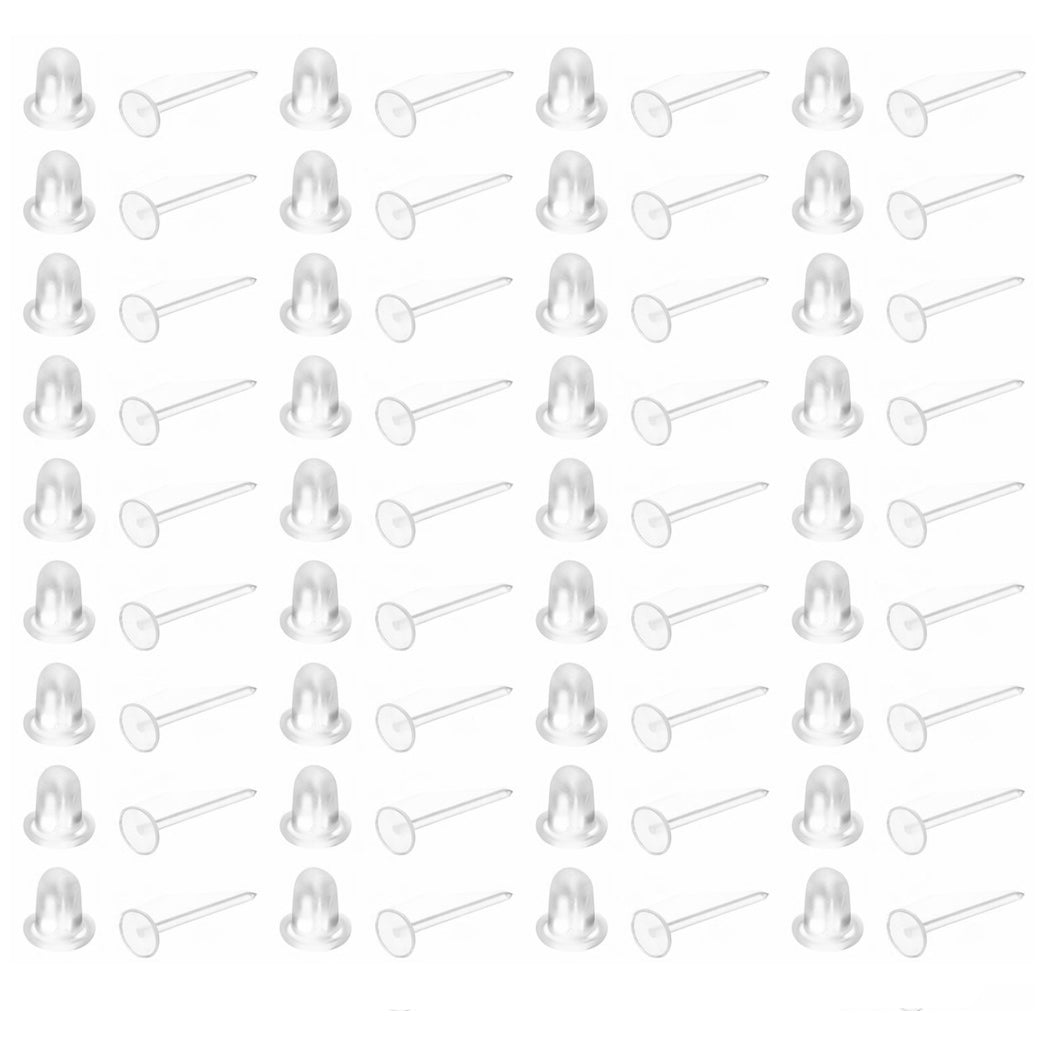 Clear Plastic Stud Earrings for Sports and Work Invisible Retainers for Sensitive Ears