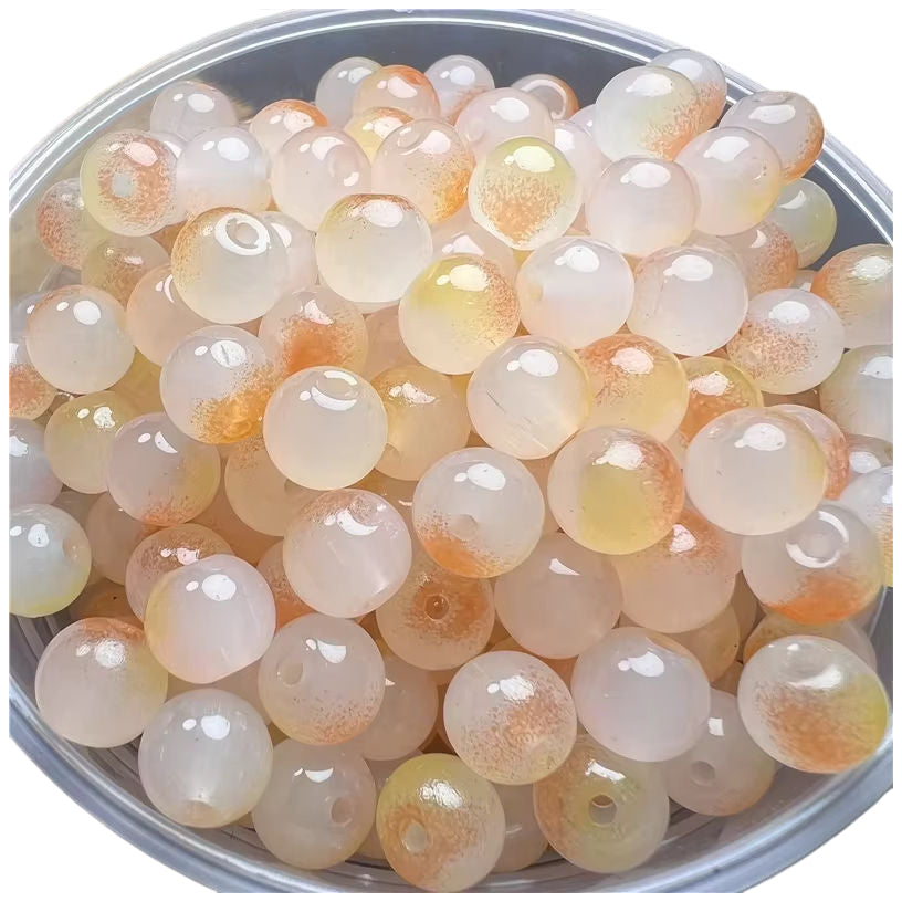8mm Glass Beads for Bracelet Design and DIY Jewelry Craft Projects, Pack of 100