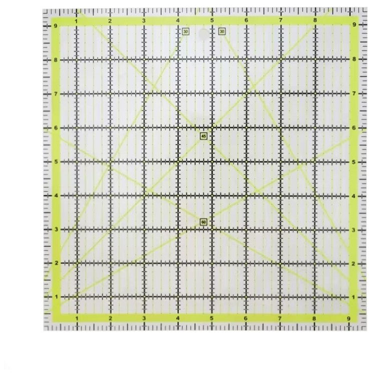 Non-Slip Acrylic Square Quilting Ruler with Numbering and Angle Guides for Sewing and Craft Projects