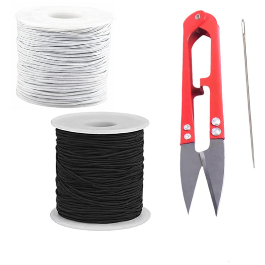 50 Yards Each Roll Nylon Core Spun Elastic Cord With Needle and Scissors for Jewelry Making and Crafts