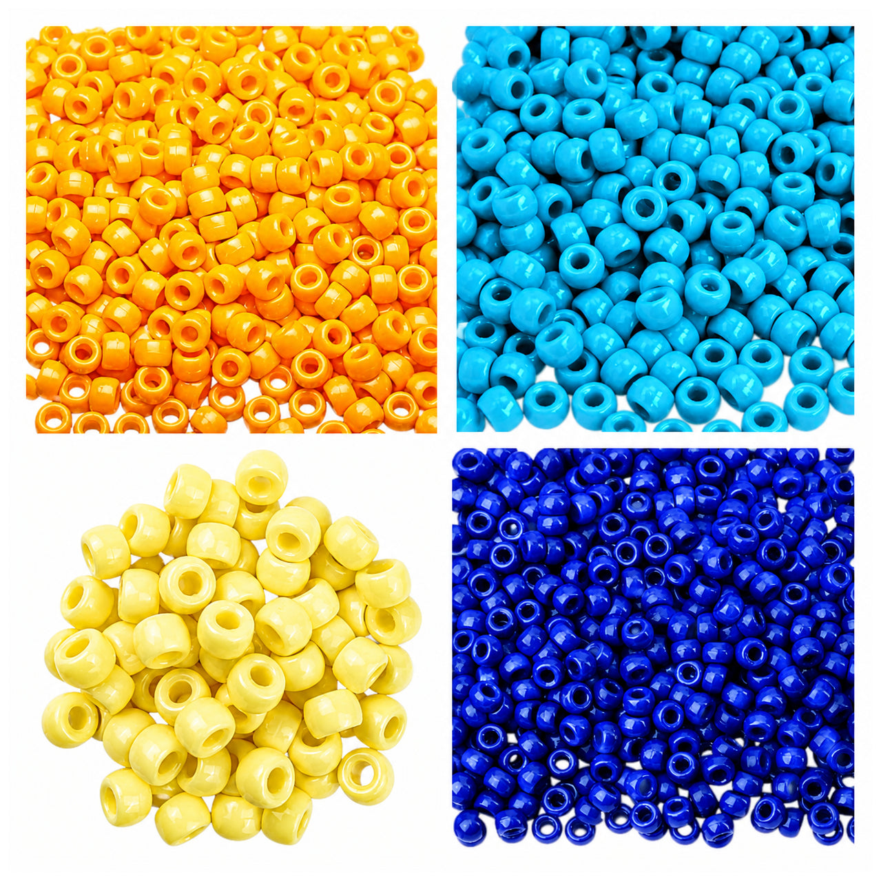 Pony Beads 6 x 9 mm Plastic Craft Beads for DIY Jewelry Hair and Decorations, Pack of 1200