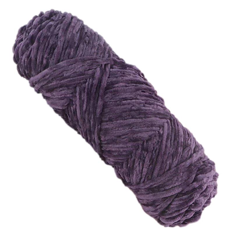 Dark Violet Thick Chenille Yarn for Knitting/Crochet, #5 Weight (120 Yards)