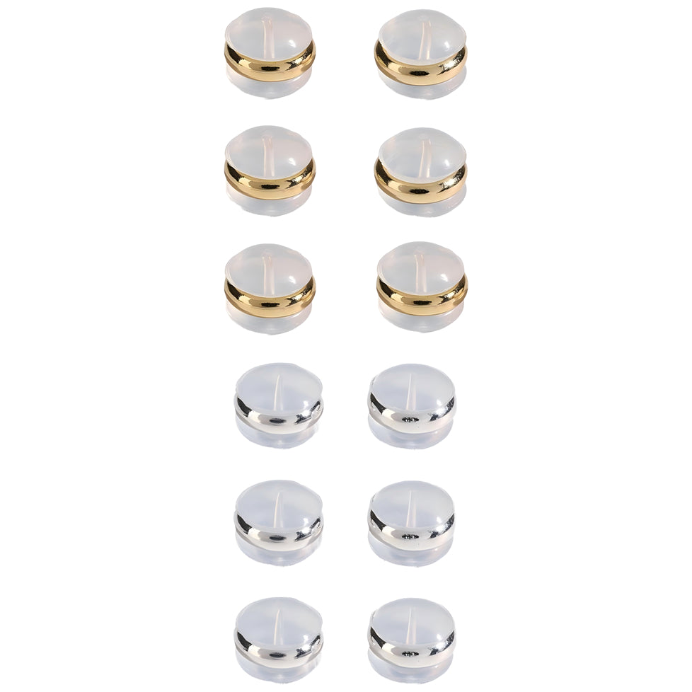 Soft Silicone Earring Backs for Studs, Hoops, and Fish Hook Earrings Hypoallergenic, Pack of 12