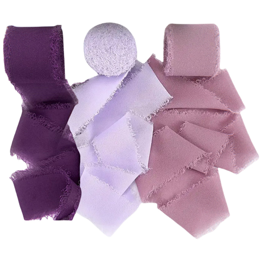 Handmade Chiffon Ribbon 4cm Wide 5m Each for Wedding and Gift Wrapping, Pack of 3
