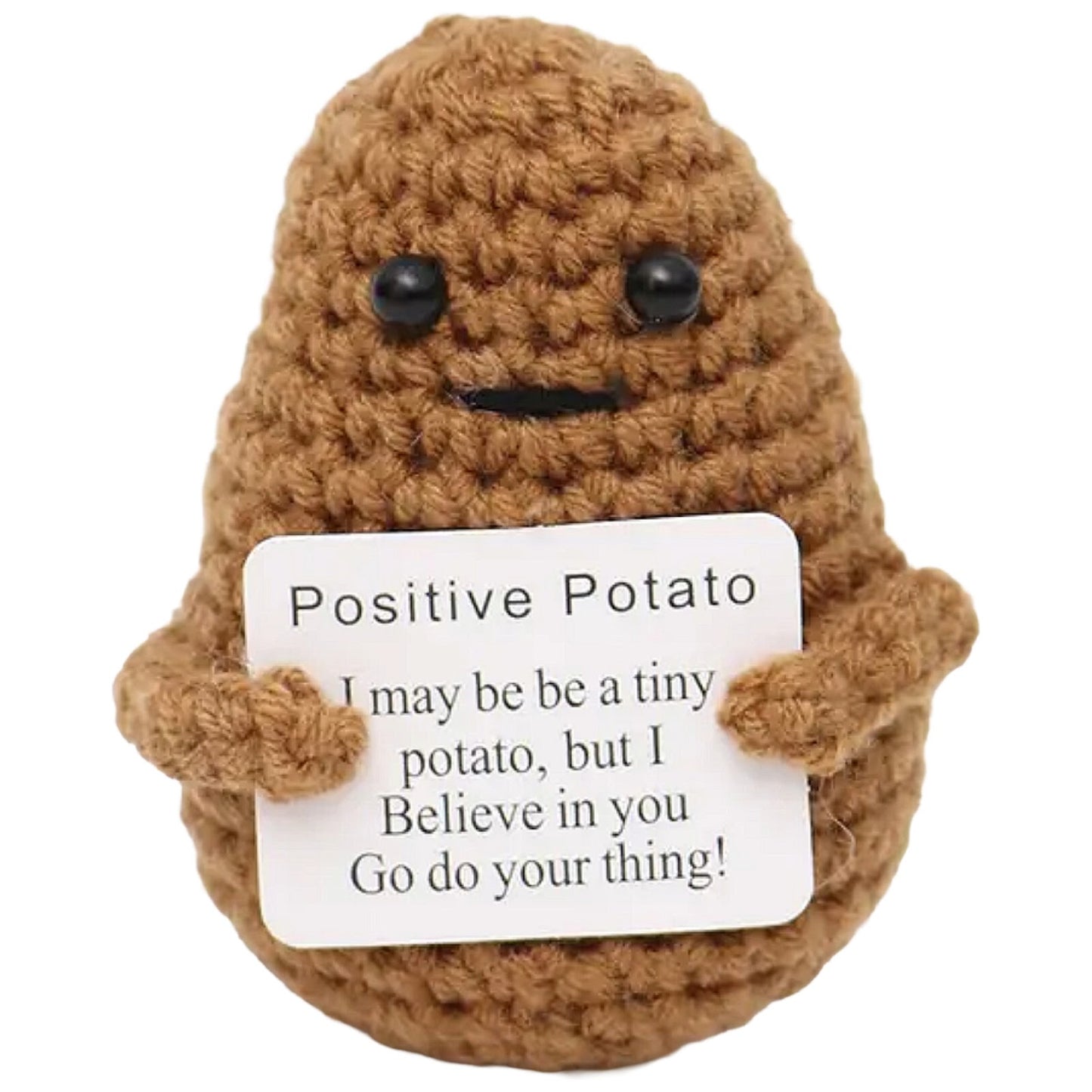 Mini Funny Positive Plush Toy,Soft Wool Knitting Toy 3 Inch Cute Crochet Doll with Positive CardDecoration Encouragement Support for Birthday Room Decor