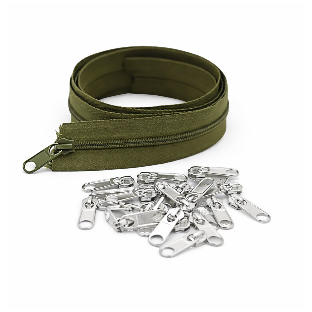 10 Yard Nylon Coil Zipper Roll with 25 Sliders Bulk Sewing Zippers for Bags Clothing Cushions and DIY Crafts