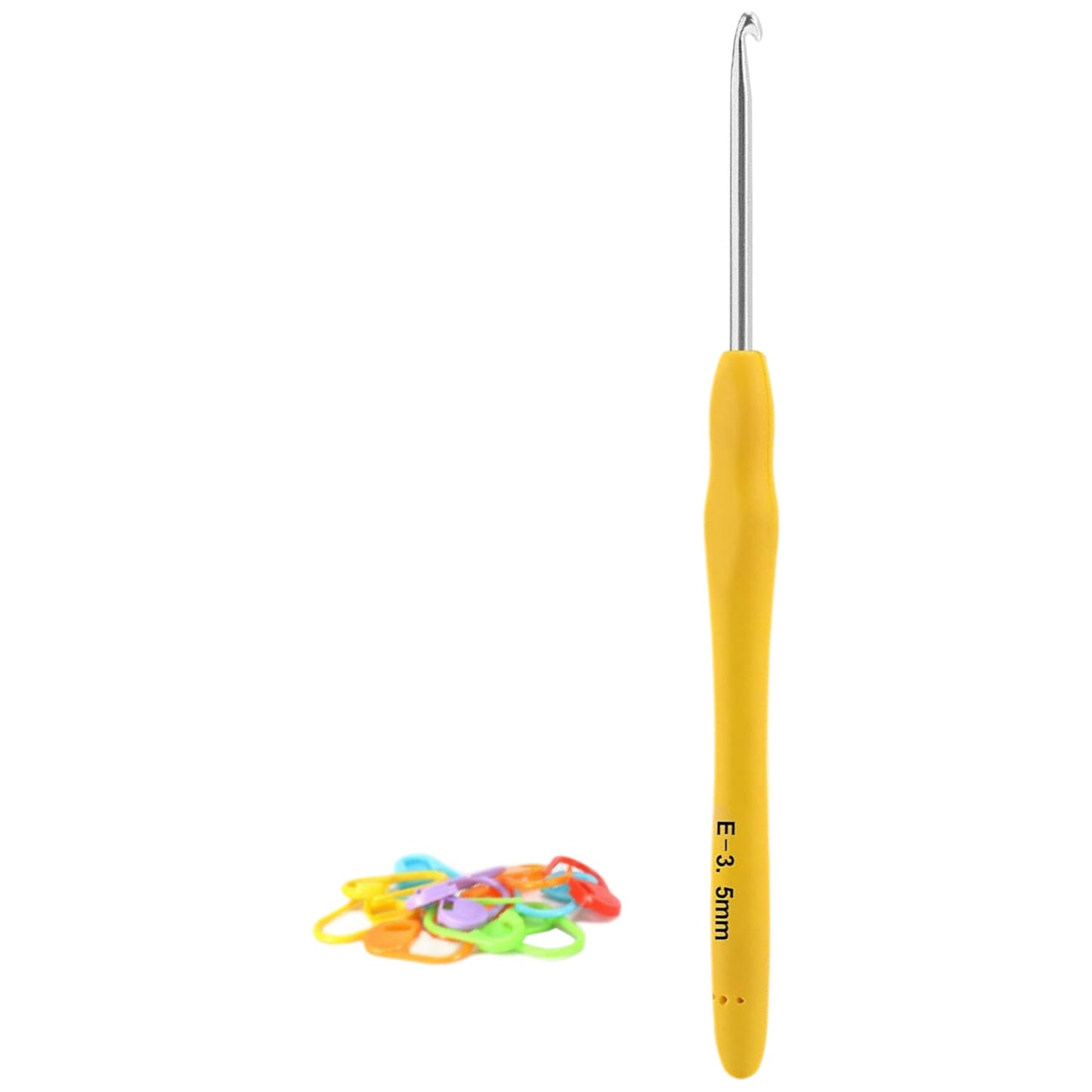 Extra Long Crochet Hook Ergonomic Anti Slip Handle with Stitch Markers for Knitting Crochet