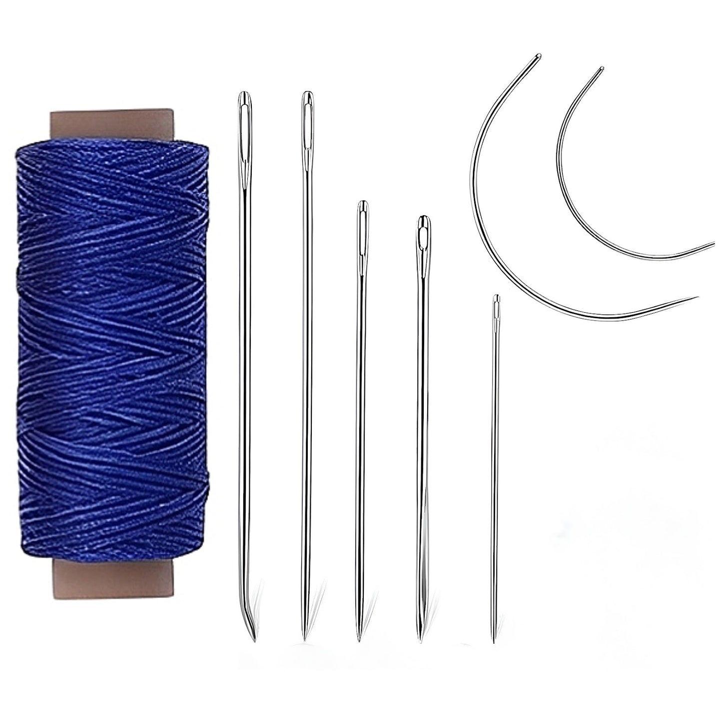 55 Yards Waxed Thread with 7 Leather Needles for Hand Sewing Leather Upholstery Repair Canvas Bags