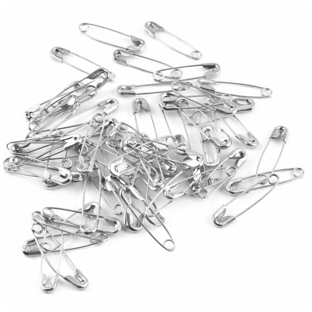 Heavy Duty Steel Safety Pins for Sewing, Crafts, Fashion and First Aid Kits, Pack of 100