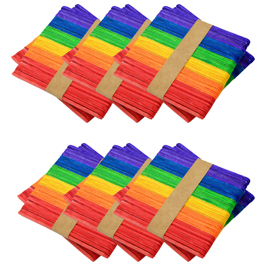 Colored Popsicle Sticks 4.5 Inch Rainbow Wooden Craft Sticks for DIY Projects, School Activities and Kids Crafts
