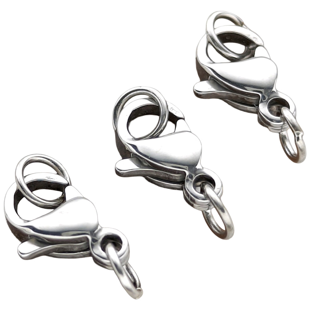 Lobster Claw Clasps with Jump Rings for Jewelry Making Necklace and Bracelet Closures, Pack of 3