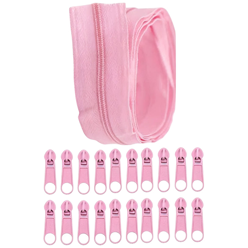 Nylon Coil Zipper 10 Yards with 20 Sliders for DIY Sewing Bags Garments and Crafts