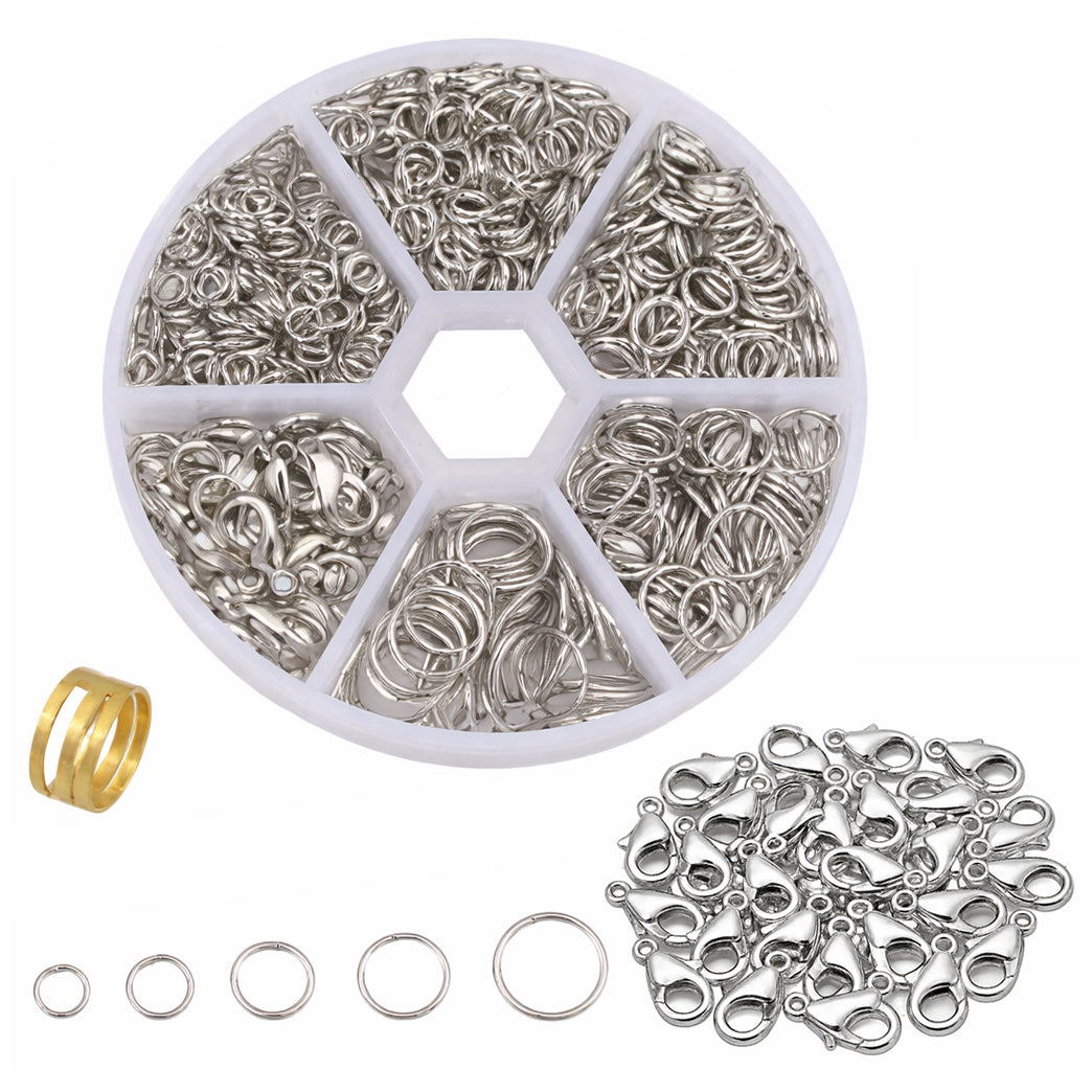 1000pcs Jump Rings Kit, Lobster Claw Clasps and Ring Opener for Jewelry Making and Repair