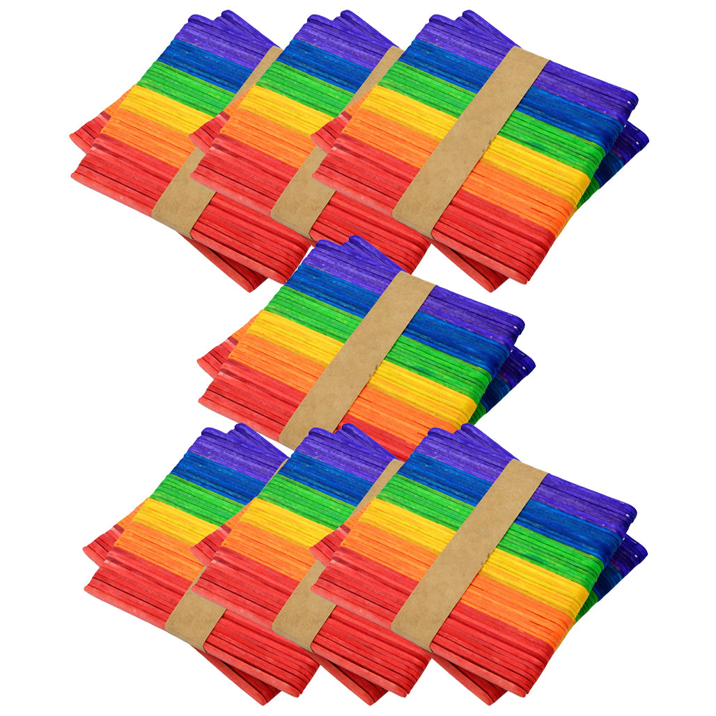 Colored Popsicle Sticks 4.5 Inch Rainbow Wooden Craft Sticks for DIY Projects, School Activities and Kids Crafts
