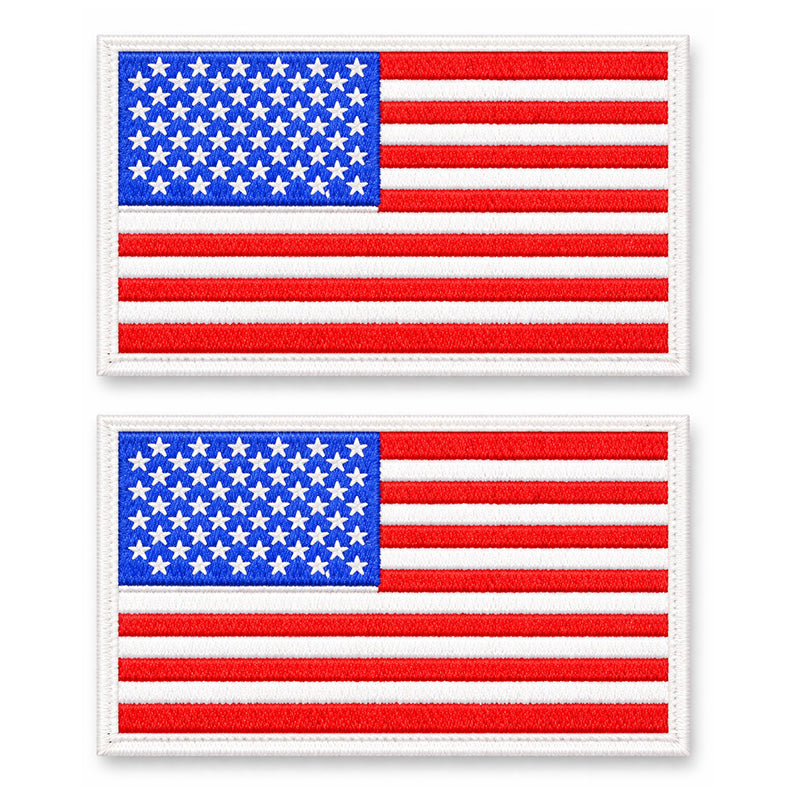 2 Pack Tactical USA Flag Patch 2x3 Inch Embroidered Regular and Reverse with Loop Backing