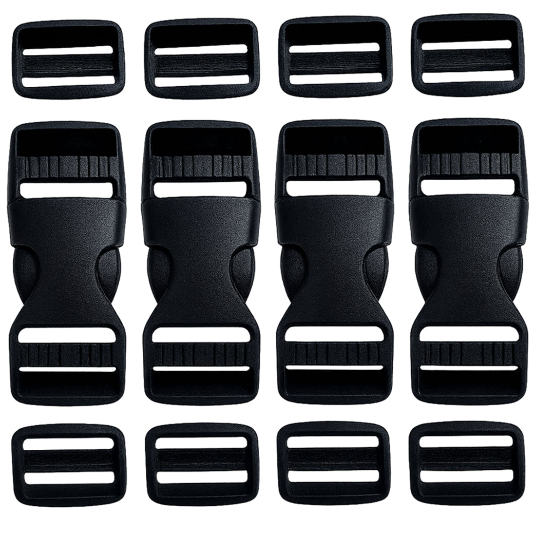 Heavy Duty Plastic Side Release Buckles and Tri Glide Slides for Backpacks and Webbing Straps