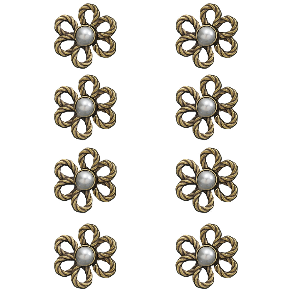 Adjustable No-Sew Flower Jean Buttons for Waist Tightening on Pants, Skirts and Clothing, Pack of 8