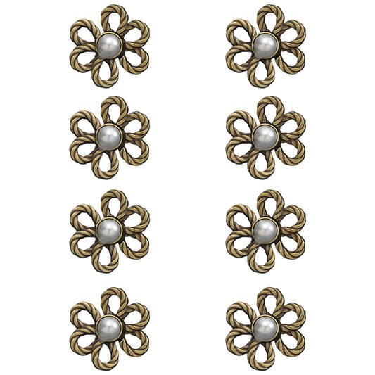Adjustable No-Sew Flower Jean Buttons for Waist Tightening on Pants, Skirts and Clothing, Pack of 8