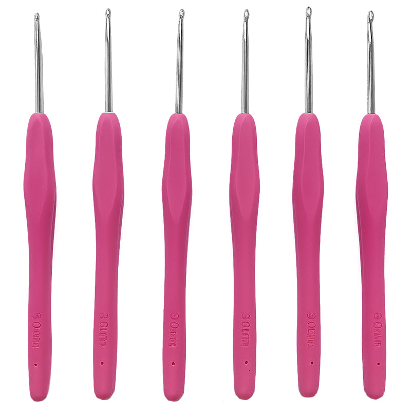 6pcs Aluminum Crochet Hooks with Soft Grip Ergonomic Handles for Knitting and DIY Yarn Crafts