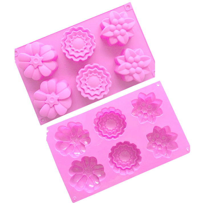 Silicone Soap Molds with 6 Cavities for DIY Soap Wax Chocolate Baking Crafts, Pack of 2