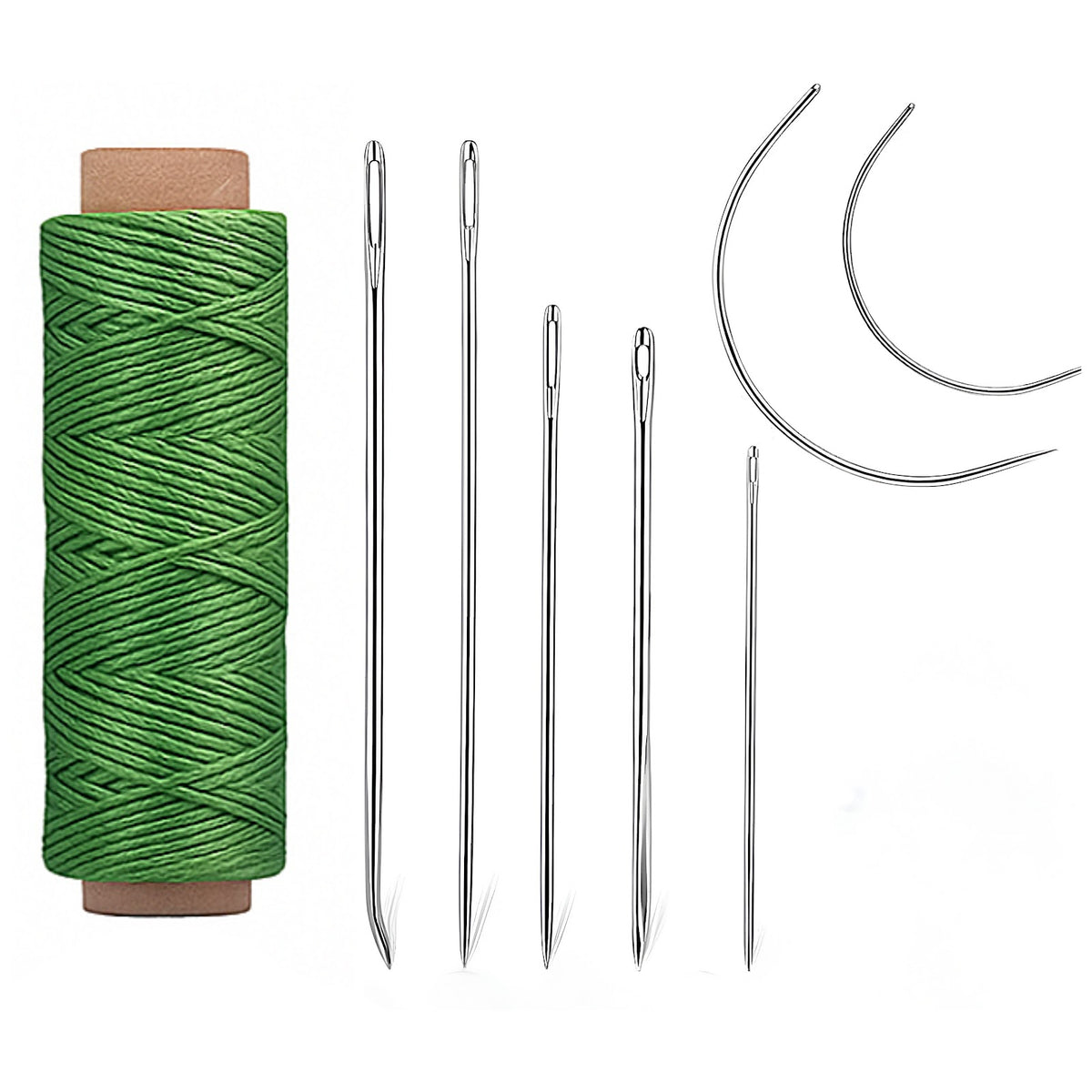 55 Yards Waxed Thread with 7 Leather Needles for Hand Sewing Leather Upholstery Repair Canvas Bags