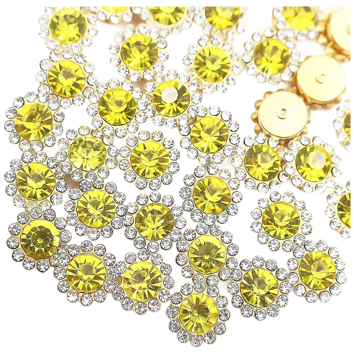 12mm Crystal Flower Sew On Rhinestones with Metal Base for Clothes and Crafts, Pack of 150
