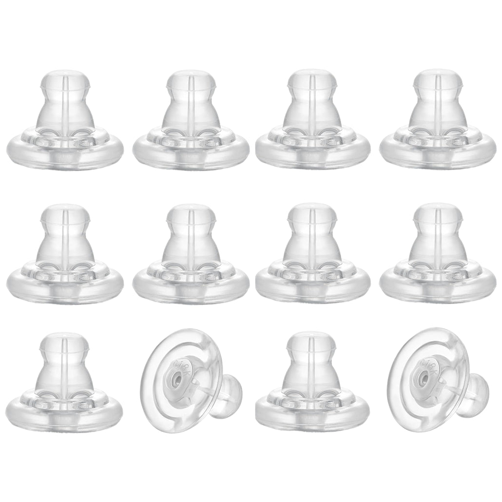 Hypoallergenic Silicone Earring Backs With Secure Locking Fit For Studs, Adults And Kids, Pack of 12