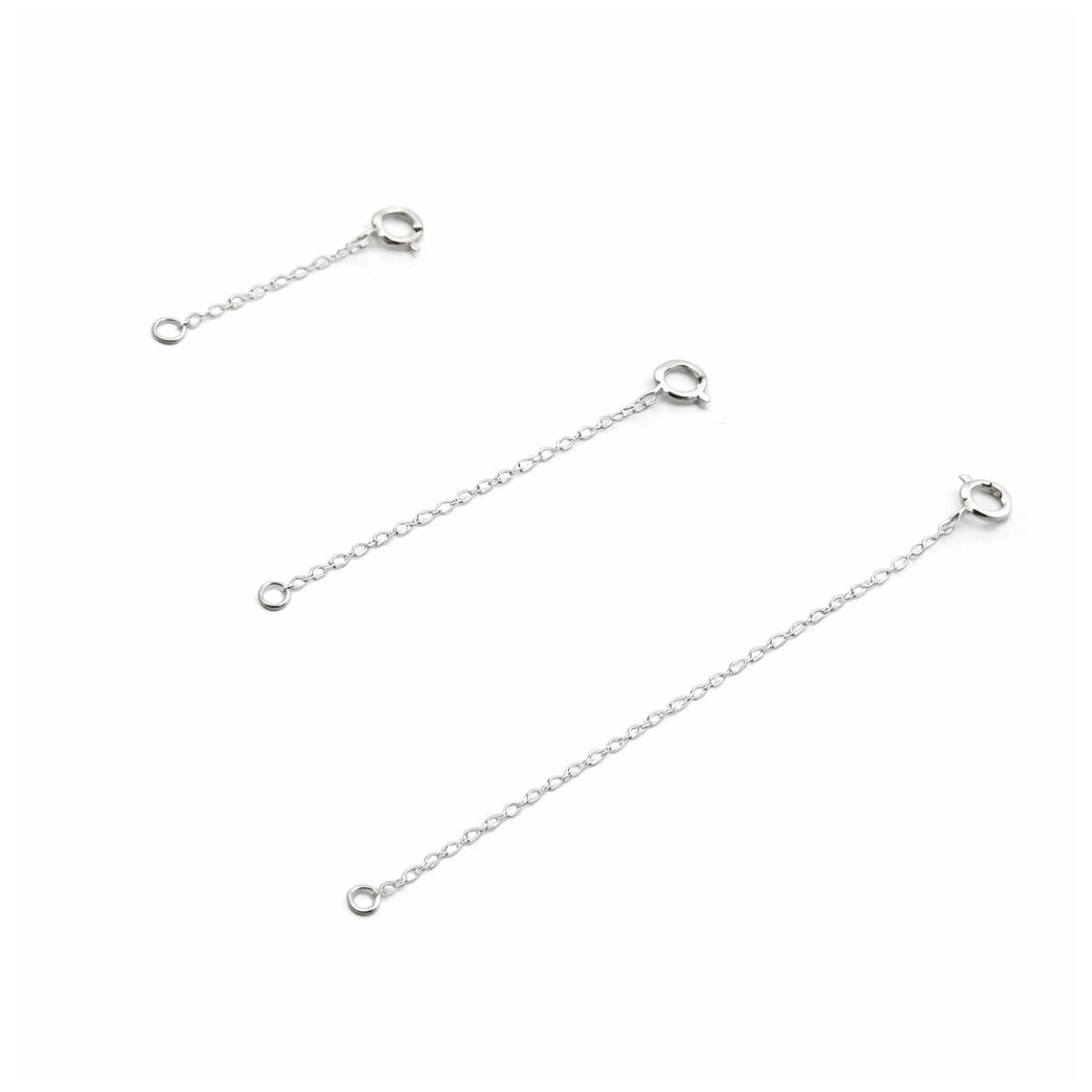 925 Sterling Silver Necklace Extenders for Women Bracelets Anklets Jewelry Making, Pack of 3